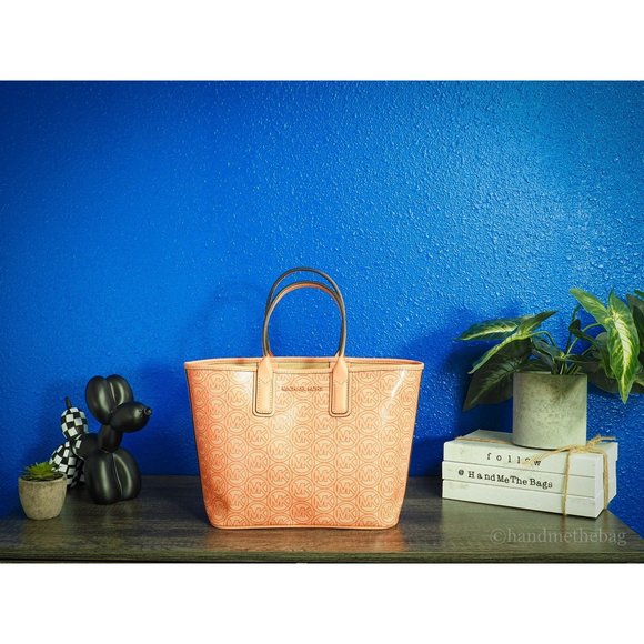 NWT Michael Kors Jodie Small Tote Bag Sherbert Jacquard Logo Recycled Polyester - Picture 5 of 11